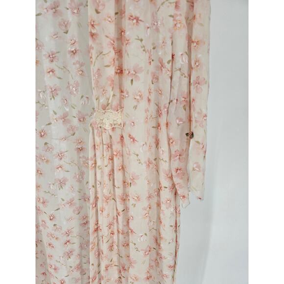 Secret Treasures Womens Sz M Light Pink Floral Knee Length Satin Nightgown - Picture 2 of 4
